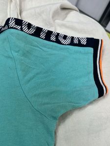 men cotton Teal Hooded T-Shirt