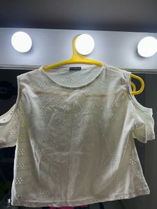 Off-Shoulder Eyelet Top