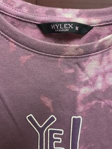 Purple Tie-Dye Crop Top with 'Yeah!' Graphic