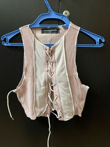 Lace-Up Crop Tank Top