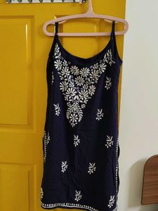 Elegant Navy Blue Embroidered chikankari Kurta