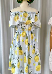 Pineapple Print Off-Shoulder Dress
