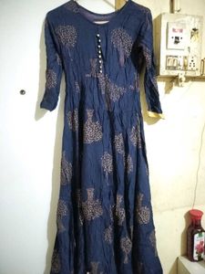 Navy Blue Printed Kurta