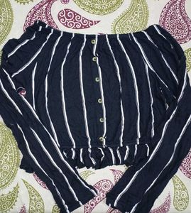 Striped Off-Shoulder Cropped Top