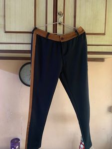 Stylish Black Pants with Contrast Stripe from Fig