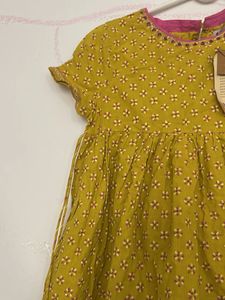 Yellow Printed Cotton Kurta