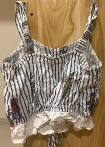 Striped Floral Cropped Cami Top