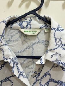 Anchor Print Button-Up Shirt