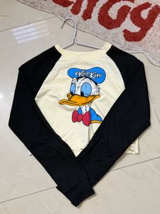 Cute Donald Duck Graphic Long Sleeve Top
