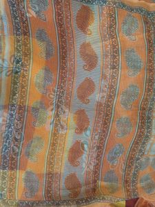 orange paisley saree