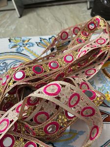 Embellished Lace Pink border