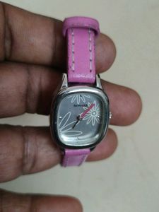 Sonata Pink Leather Strap Watch