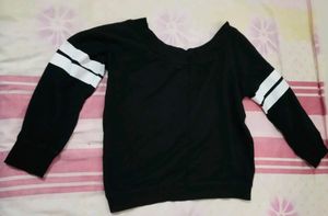 Black Graphic Print Long Sleeve Top