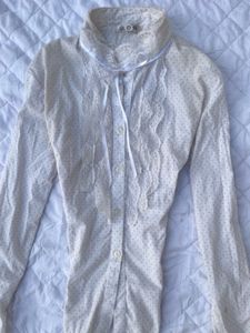 horror  polka dot porcelain doll fitted lace shirt