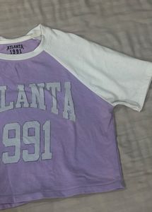 Lavender White Crop Top