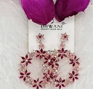 FLORAL CRYSTAL HOOP EARRINGS