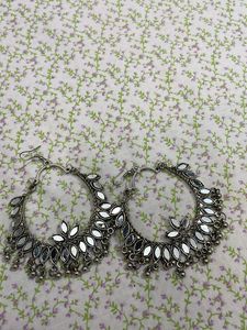 Mirror Work Jhumka Earrings