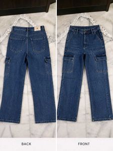 Stylish Blue Denim Cargo Jeans
