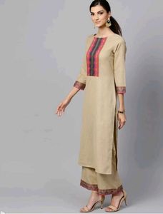 Elegant Beige Embroidered Kurta