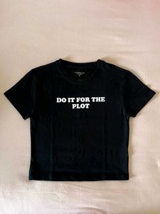 Black "Do It For The Plot" Crop Top