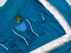 Beautiful Teal Saree with Embellished Border