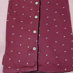 Comfy Burgundy  Print Night Suit