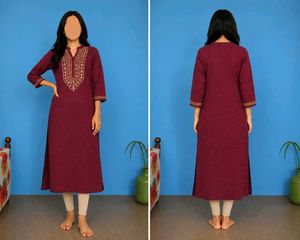 Maroon Embroidered Kurti