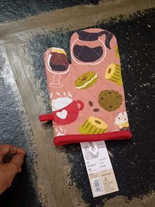 combo Cute Coffee Themed Apron &amp;oven glove