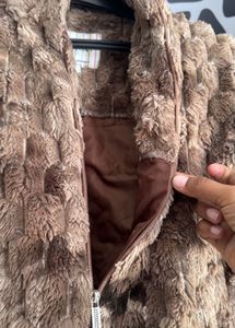 Fuzzy Brown Cropped Jacket