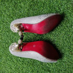 Silver Glittery Shoes Party Wear