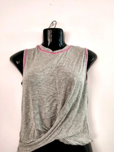 Tarama Grey Solid Crop Top ( Women)