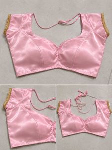 BABY Pink Satin Blouse with Gold Embellishment