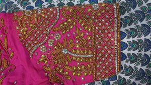 Vibrant Pink Bridal maggam work Blouse