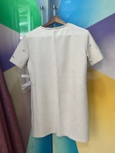 Beige Embellished Short Sleeve Dress