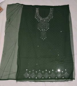 Green Embellished Suit Set