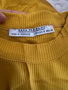 ZARA Ribbed Yellow Bodysuit