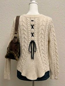 cream cable Knit lace sweater