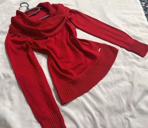 Cozy Red Turtleneck Knit Sweater