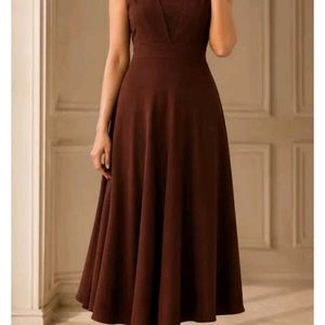 Mast ❤‍🔥Brown Ribbed Dress with Ruffle Sleeves