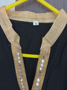 Elegant Black Kurta with Golden Embellishments