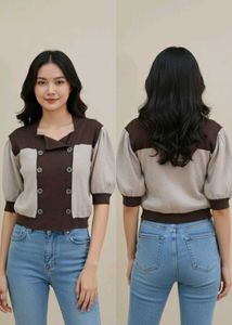 Brown Colorblocked Cardigan