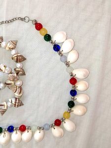 Seashell &amp; Bead Necklace &amp; Earrings Set