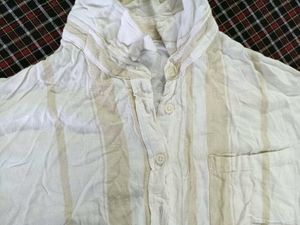 Striped Cropped Button-Up Shirt