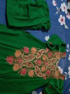 Emerald Green Embroidered Kurta Set for winter