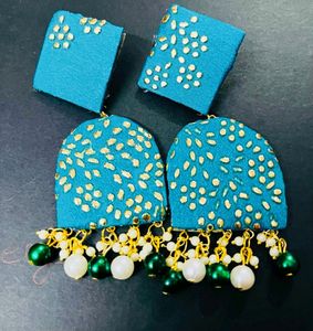 2 Pair Combo Fabric Fancy Long Size Earrings