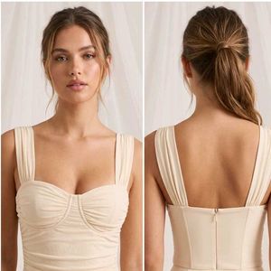 Cream Ruched Bustier Top