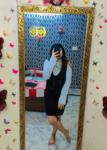 Woolen Middy Dress With Ruffle Shirt