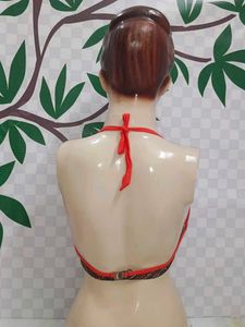 (700)Patterned Halter Bikini Top