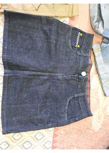 Dark Wash Denim Skirt with Braided Detail