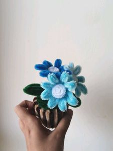 Handmade Blue Pipe Cleaner Flower Bouquet